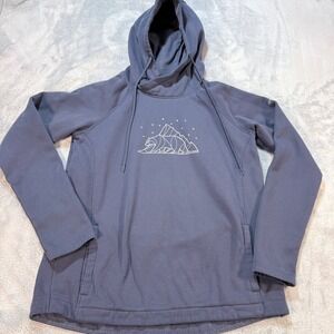 Columbia Women's Fleece Hoodie Blue Bear Mountain Graphic Pullover Size S